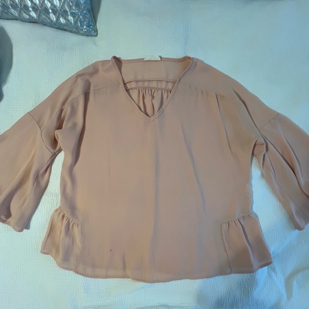 Pink Ruffled 3/4 Sleeve Blouse - Picture 4 of 13